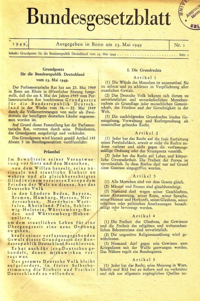 Datei:Bundesgesetzblatt 1949 - Nr 1.jpg